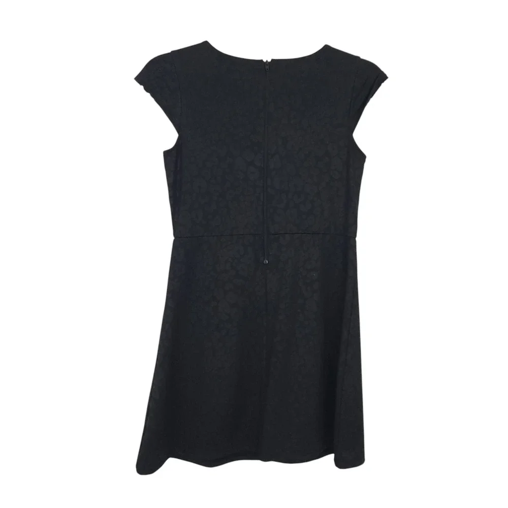 Children's Place Black Dress Large 10-12 Tonal Leopard Print Sleeveless, Zip Up